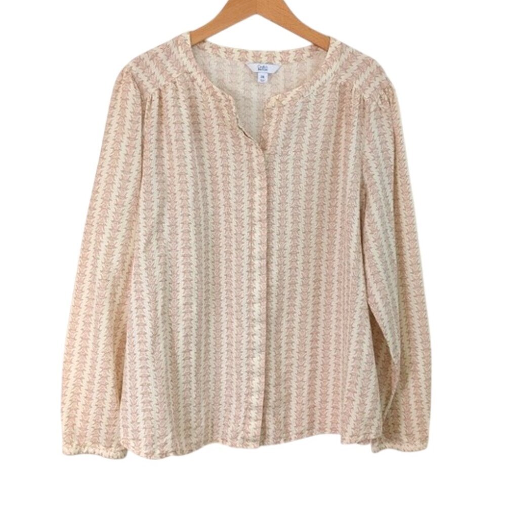 NWOT Croft & Barrow Cotton Lyocell Blend Floral Stripe Blouse Size XXL